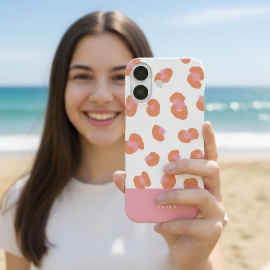 Coques Case-Mate iPhone Monogramme initiale léopard rose tendance