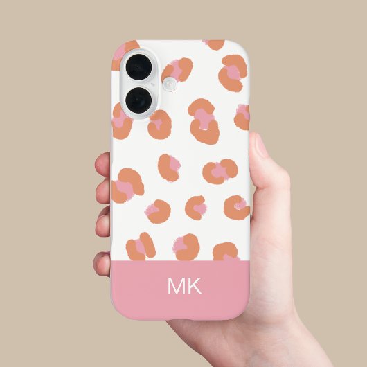 Coques Case-Mate iPhone Monogramme initiale léopard rose tendance