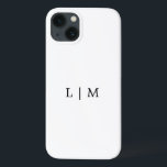 Case-Mate iPhone Case Monogramme Initiale Simple Noir et Blanc Minimalis<br><div class="desc">Coque iphone simple avec un design moderne et élégant avec votre monogramme à deux lettres en noir et blanc classique. Cette boîte de téléphone simple et chic fait un grand cadeau pour un homme minimaliste pour son anniversaire.</div>