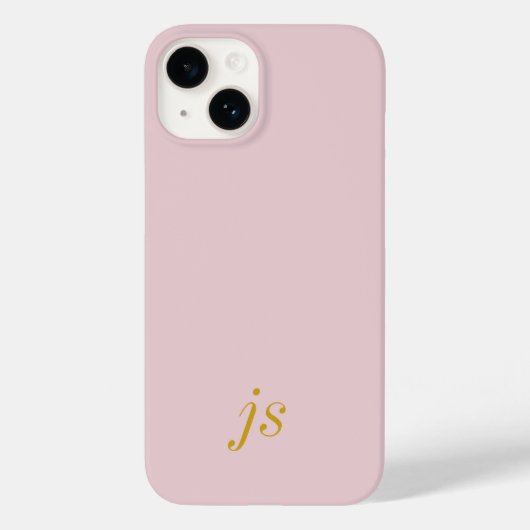 Coques Case-Mate iPhone Monogramme Initiales Rose Pâle Or Élégant Moderne (Verso)