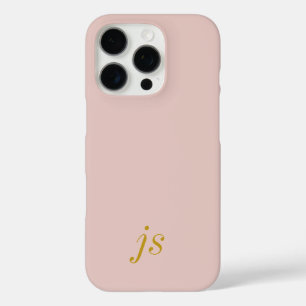 Coques iPhone 16 Pro Monogramme Initiales Rose Pâle Or Élégant Moderne