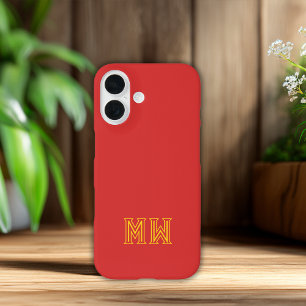 Coques iPhone 16 Monogramme Initiales Rouge Jaune Simple Minimalist