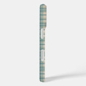 Coques Case-Mate iPhone Monogramme Initiales Vert Bleu Beige Tartan Plaid (Verso / Droite)