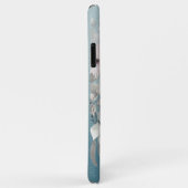 Coques Case-Mate iPhone *~* Monogramme Iridescendance Turquoise Textile Gr (Dos/Droite)
