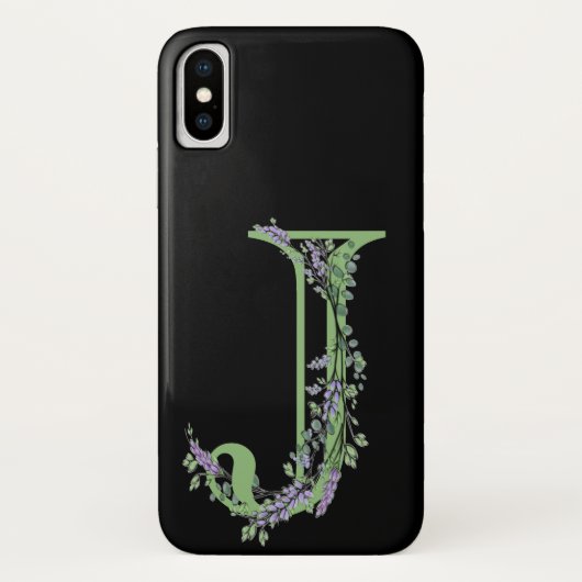 Coques Case-Mate iPhone Monogramme J Lavande Eucalyptus (Dos)