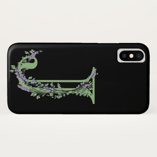 Coques Case-Mate iPhone Monogramme J Lavender Eucalyptus (Dos (Horizontal))
