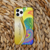 Coques Case-Mate iPhone Monogramme jaune arc-en-ciel fragile moderne Nom