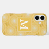 Coques Case-Mate iPhone Monogramme jaune cercles motif (Verso (horizontal))