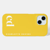 Coques Case-Mate iPhone Monogramme jaune clair simple (Verso (horizontal))
