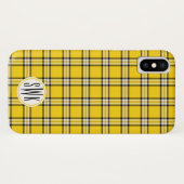 Coques Case-Mate iPhone Monogramme jaune de plaid (Dos (Horizontal))