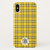 Coques Case-Mate iPhone Monogramme jaune de plaid (Dos)
