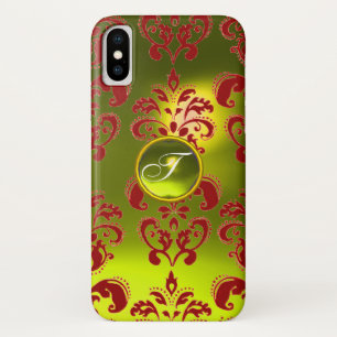 COQUES POUR iPhone MONOGRAMME JAUNE ROUGE DOMMASK