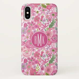 Coque Case-Mate Pour iPhone Monogramme Je fais Pink Aquarelle Motif Floral