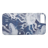 Coques Case-Mate iPhone Monogramme | Jellyfish on Navy Arrière - plan (Dos (Horizontal))