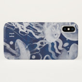 Coques Case-Mate iPhone Monogramme | Jellyfish on Navy Arrière - plan (Dos (Horizontal))