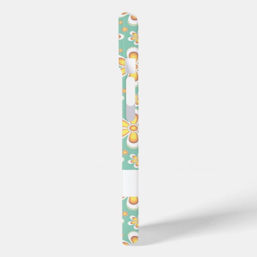 Coques Case-Mate iPhone Monogramme joli fleurs orange sur vert (Verso / Gauche)