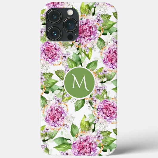 Coques Case-Mate iPhone Monogramme Joli Floral Aquarelle Violet Vert (Verso)