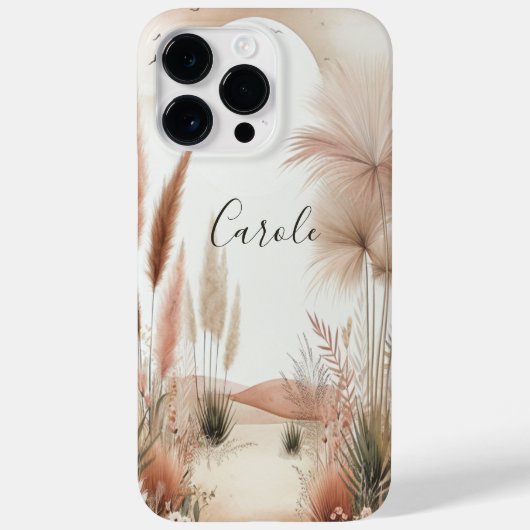Coques Case-Mate iPhone Monogramme Jolie en pampas rose herbe | (Verso)