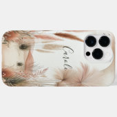 Coques Case-Mate iPhone Monogramme Jolie en pampas rose herbe | (Verso (horizontal))