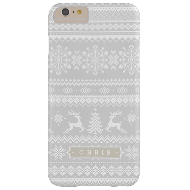 Coques Case-Mate iPhone Monogramme juste gris de motif d'île de chandail (Dos)