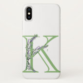 Coques Case-Mate iPhone Monogramme K Lavande Eucalyptus (Dos)