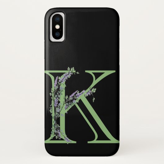 Coques Case-Mate iPhone Monogramme K Lavande Eucalyptus (Dos)