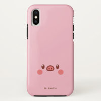 Monogramme. Kawaii Cute Emoji Piggy.