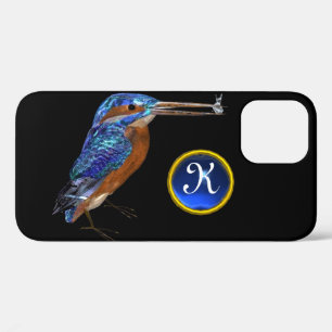 Coques Pour iPhone MONOGRAMME KINGFISHER, Bleu électrique, Noir