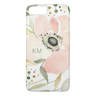 Coque iPhone 7 Plus Monogramme la joie de l'aquarelle du blanc
