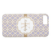 Coques Case-Mate iPhone Monogramme Lavande et Quatrefol d'or (Dos (Horizontal))