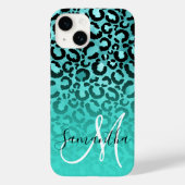 Coques Case-Mate iPhone Monogramme Léopard Ombre Turquoise (Verso)