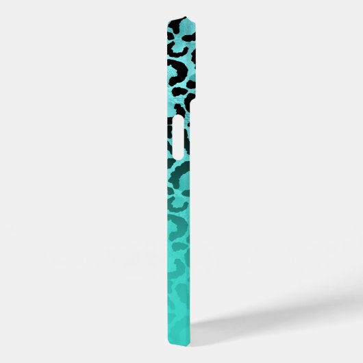 Coques Case-Mate iPhone Monogramme Léopard Ombre Turquoise (Verso / Droite)
