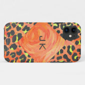 Coques Case-Mate iPhone Monogramme léopard orange et jaune (Dos (Horizontal))
