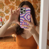 Coques Case-Mate iPhone Monogramme les années 70 Super rose & violet psych