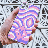 Coques Case-Mate iPhone Monogramme les années 70 Super rose & violet psych