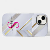 Coques Case-Mate iPhone monogramme lignes dorées marbre blanc (Verso (horizontal))