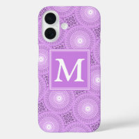 Monogramme lilas cercles pourpres motif