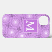 Coques Case-Mate iPhone Monogramme lilas cercles violets motif Coque-Mate  (Verso (horizontal))