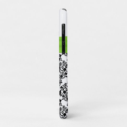 Coques Case-Mate iPhone Monogramme Lime noir blanc Damas (Dos/Gauche)