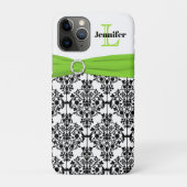 Coques Case-Mate iPhone Monogramme Lime noir blanc Damas (Dos)
