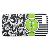 Coques Case-Mate iPhone Monogramme Lime noir blanc rayé Damas iPhone 7 (Dos (Horizontal))