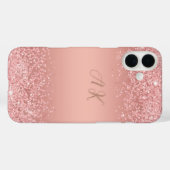 Coques Case-Mate iPhone Monogramme Luxueux Shimmer Rose Doré Élégant (Verso (horizontal))