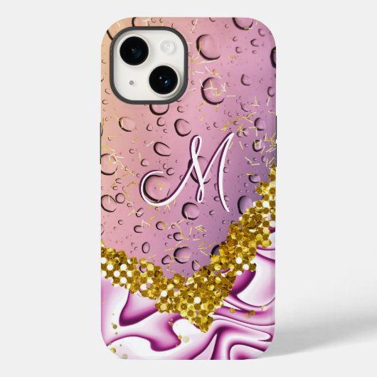 Coques Case-Mate iPhone Monogramme M Parties scintillant d'or Droplets de  (Verso)