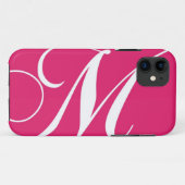 Coques Case-Mate iPhone Monogramme M rose Chaud, Script Blanc (Dos (Horizontal))