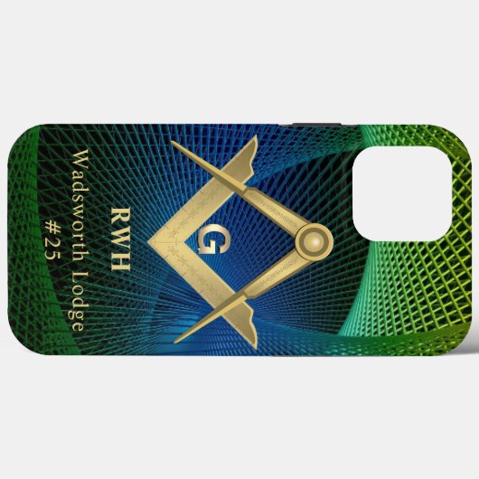 Coques Case-Mate iPhone Monogramme maçonnique fractal moderne (Verso (horizontal))