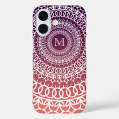Coques Case-Mate iPhone Monogramme Mandala orange et violet au coucher du  (Verso)
