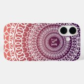 Coques Case-Mate iPhone Monogramme Mandala orange et violet au coucher du  (Verso (horizontal))