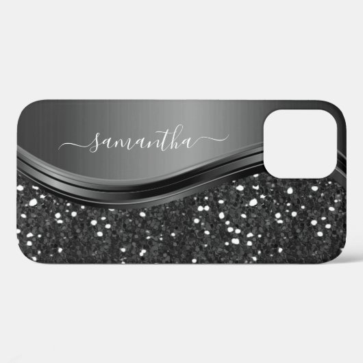 Coques Case-Mate iPhone Monogramme manuscrit Élégant Parties scintillant e (Verso (horizontal))