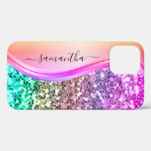 Coques Case-Mate iPhone Monogramme Manuscrit Paillettes Iridescentes Brill (Verso (horizontal))