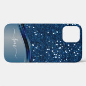Coques Case-Mate iPhone Monogramme manuscrit Parties scintillant en métal  (Verso (horizontal))